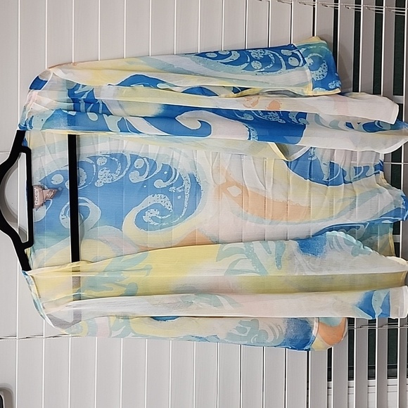 Chico lightweight Blue & Yellow SheerCardigan  sz 2 - Picture 1 of 8